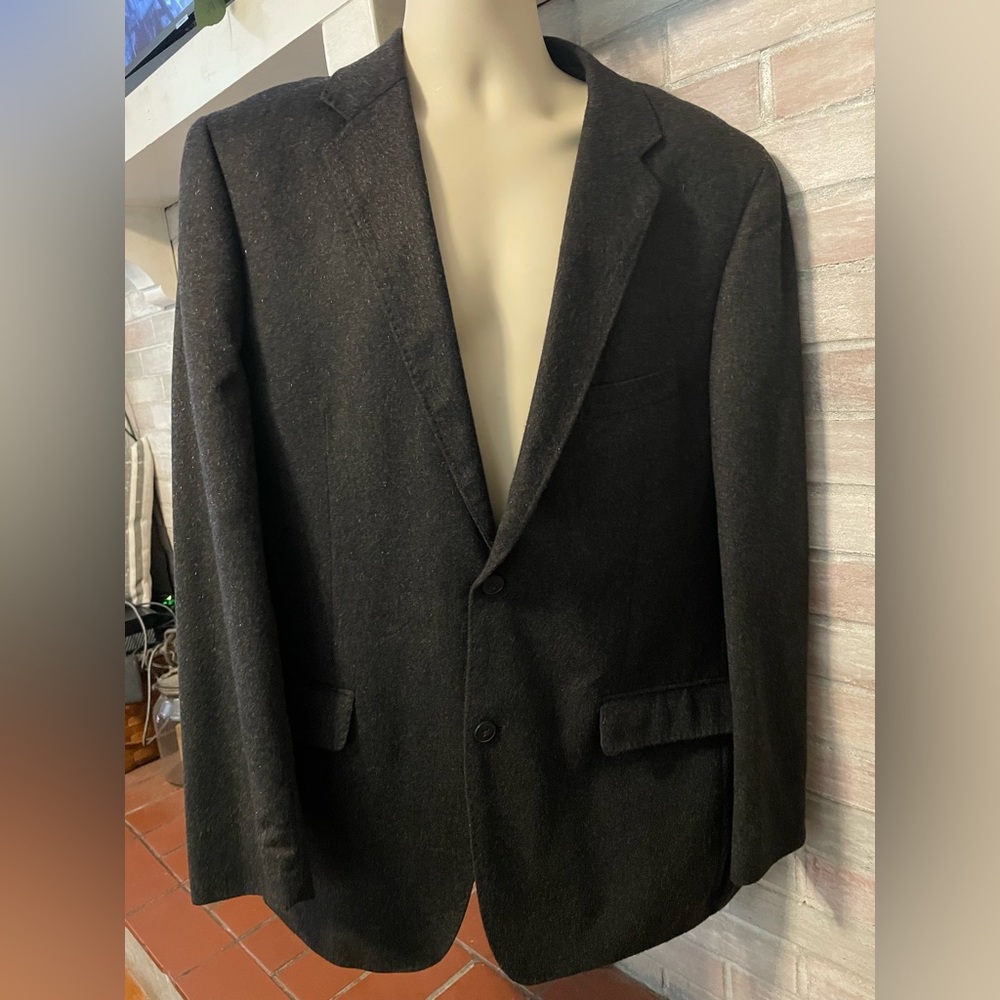 *CASHMERE*  Adolfo men’s sports coat suit‎ jacket size 44L. Black soft
